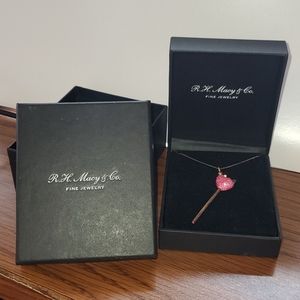 Macy's 18k yellow gold pink heart necklace